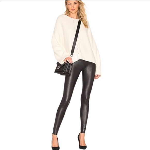 SPANX Pants - SPANX Faux Leather High Waisted Leggings Black S